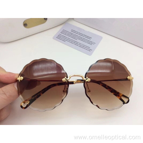 High quality Rimless Round Sunglasses For Women